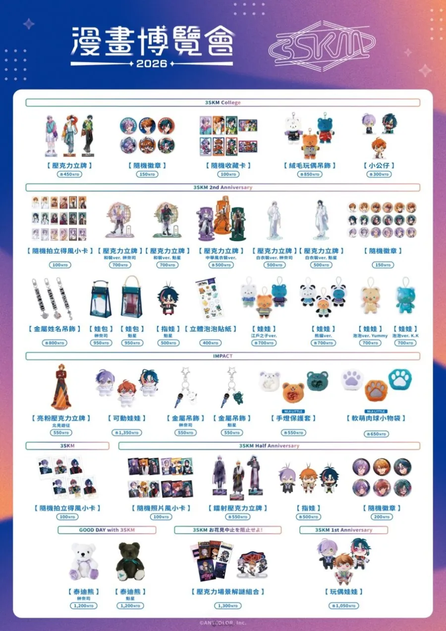3. 商品價目表