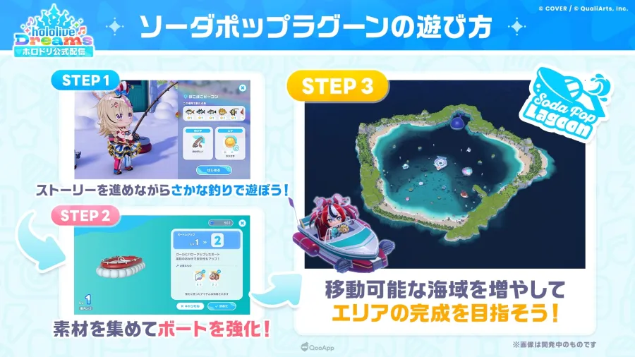《hololive Dreams》首次大型更新第3區域「汽水泡泡灣」9月29日登場!全新小遊戲「水花飛球」&區域主題曲〈PARADISE!〉公開 3 0925 holodori soda pop lagoon area03 10